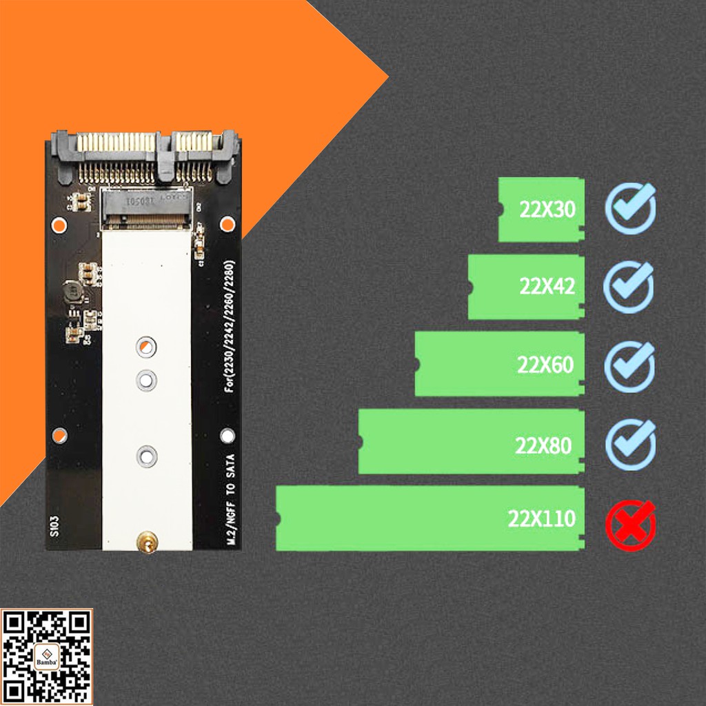 HỘP ĐỰNG Ổ CỨNG SSD M2(NGFF) RA SATA - BOX SSD M2(NGFF) RA SATA 3 BAMBA B3 - VỎ NHÔM