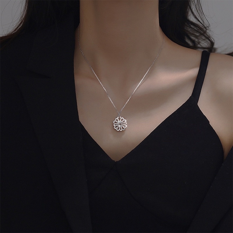 Dây chuyền tim cỏ 4 lá đeo 2 kiểu