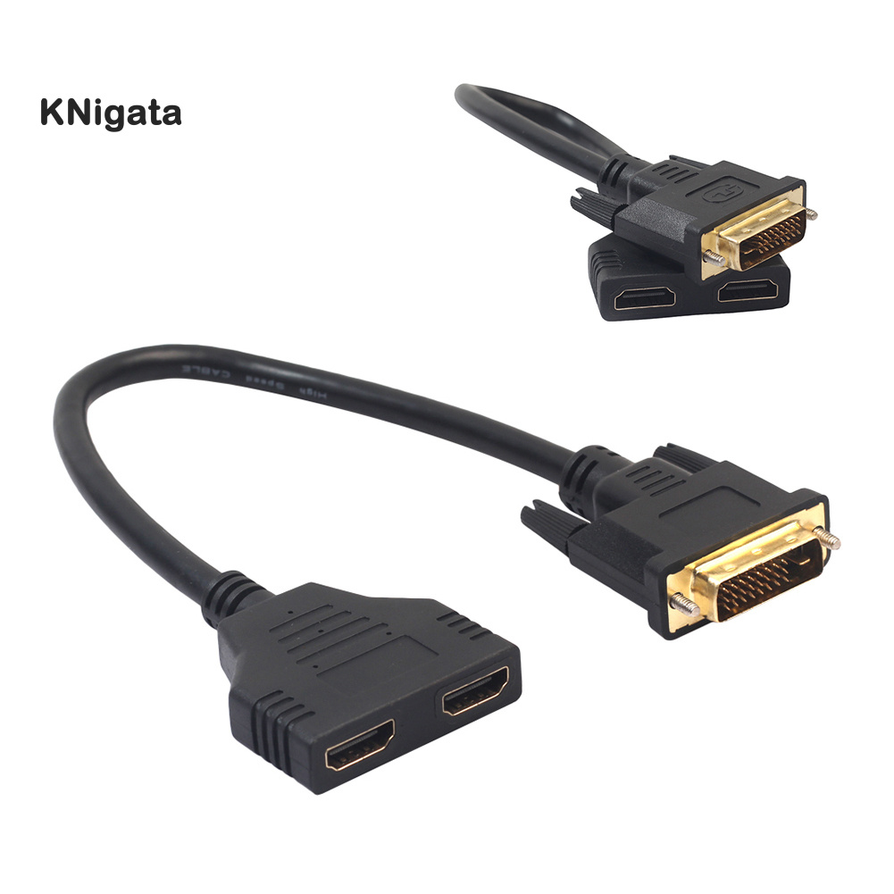 {KNK} Dual HDMI-compatible Female to DVI 24+1 Male Adapter Cable Bi-Directional Converter Wire