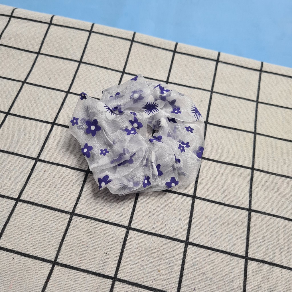 Cột tóc Vải Scrunchies hoa