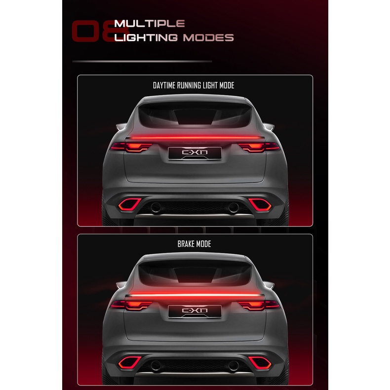 Đèn phanh led SEAMETAL sợi carbon đèn tín hiệu rẽ cho xe hơi 130cm