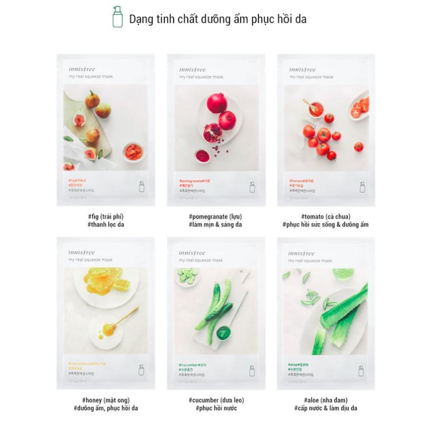 Mặt nạ giấy làm mịn & sáng da từ lựu innisfree My Real Squeeze Mask - Pomegranate 20ml | BigBuy360 - bigbuy360.vn