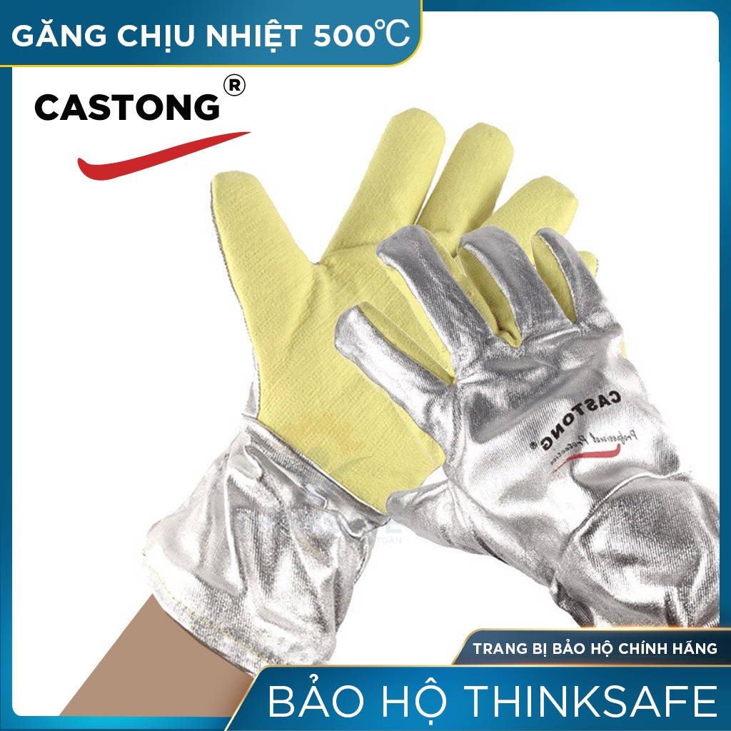 Găng tay cách nhiệt Thinksafe Castong 500℃, chống cháy, găng bảo hộ độ cao, dễ thao tác chống mài mòn chống bức xạ nhiệt