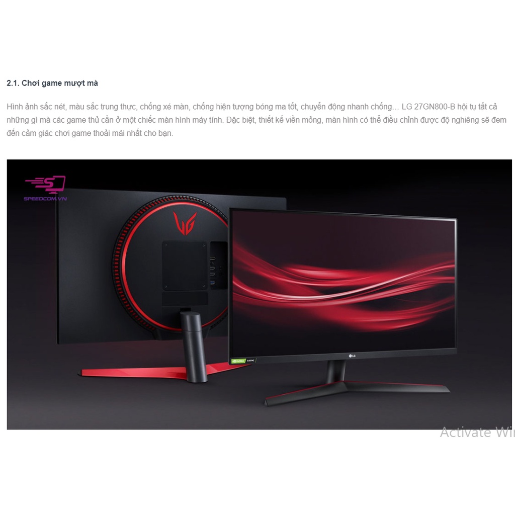 Màn hình máy tính LG 27GN-800-B chính hãng BH: 24 tháng trên toàn quốc