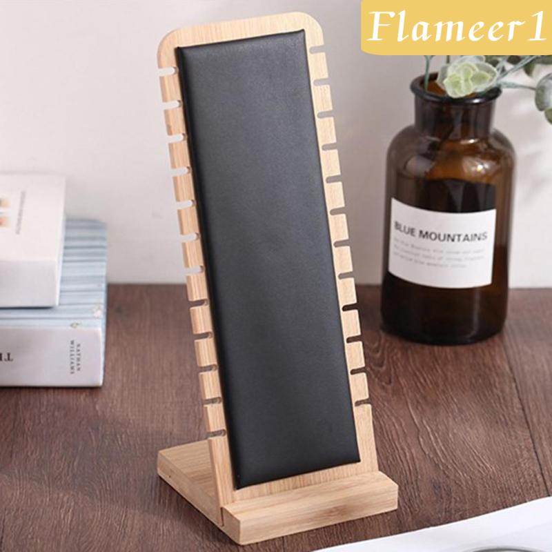 [Flameameer1] Giá Đỡ Trưng Bày Trang Sức Bằng Gỗ Tre Và Da Để Bàn Thanh Lịch