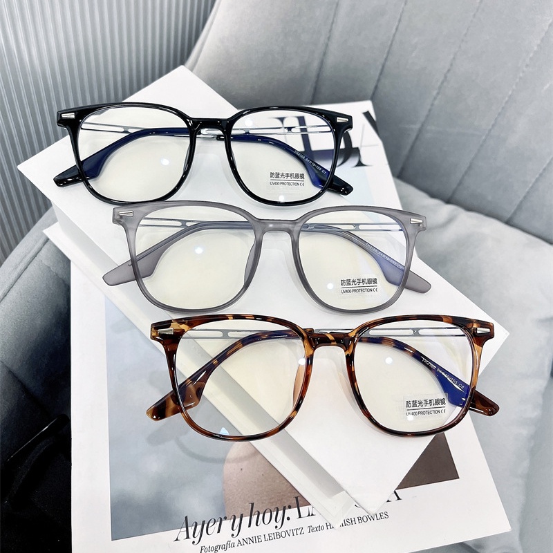 Mắt Kính Gọng Vuông Kim Loại TR90 Chống Ánh Sáng Xanh Thời Trang