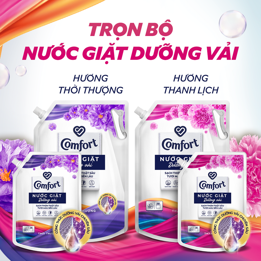 Combo 3 túi nước giặt dưỡng vải Comfort hương Thời Thượng 2.2kg/túi