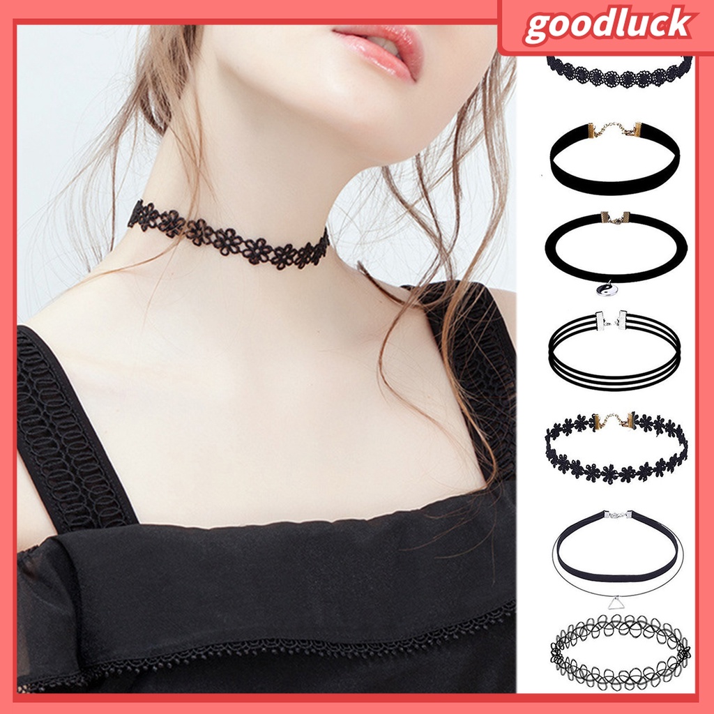 1 Set Vòng Cổ Choker Ren Màu Đen Gợi Cảm