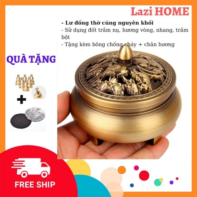 Dụng cụ đốt trầm [HÀNG CAO CẤP], lư đốt trầm chất liệu đồng nguyên khối - Đẹp, độc, lạ đáp ứng mọi nhu cầu chơi trầm