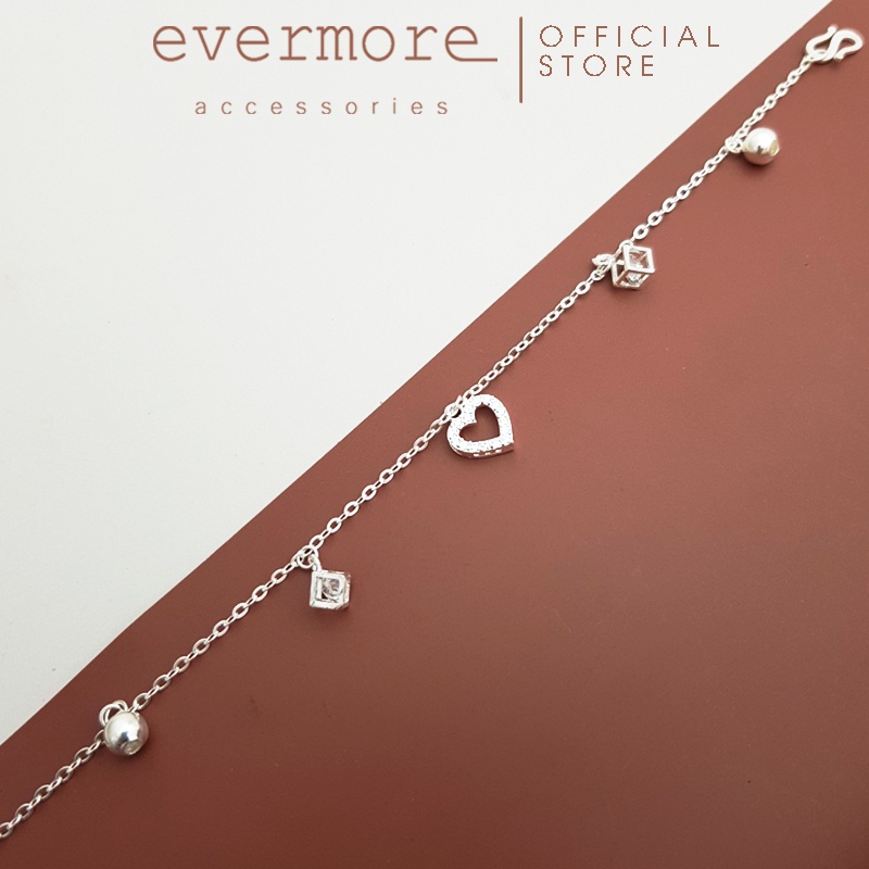 Lắc chân bạc S925 EVERMORE, lắc chân bạc ta bạc trái tim Lover thanh lịch, minimalism - LC012