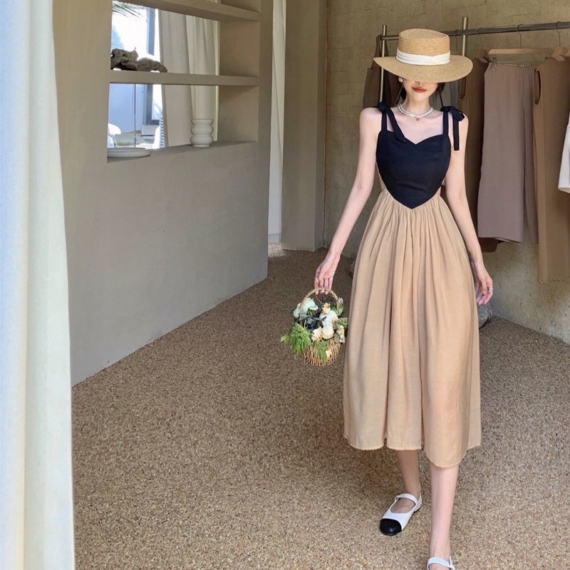 Đầm Dài Hai Dây Eo Cao Thời Trang Mùa Hè Dành Cho Nữ