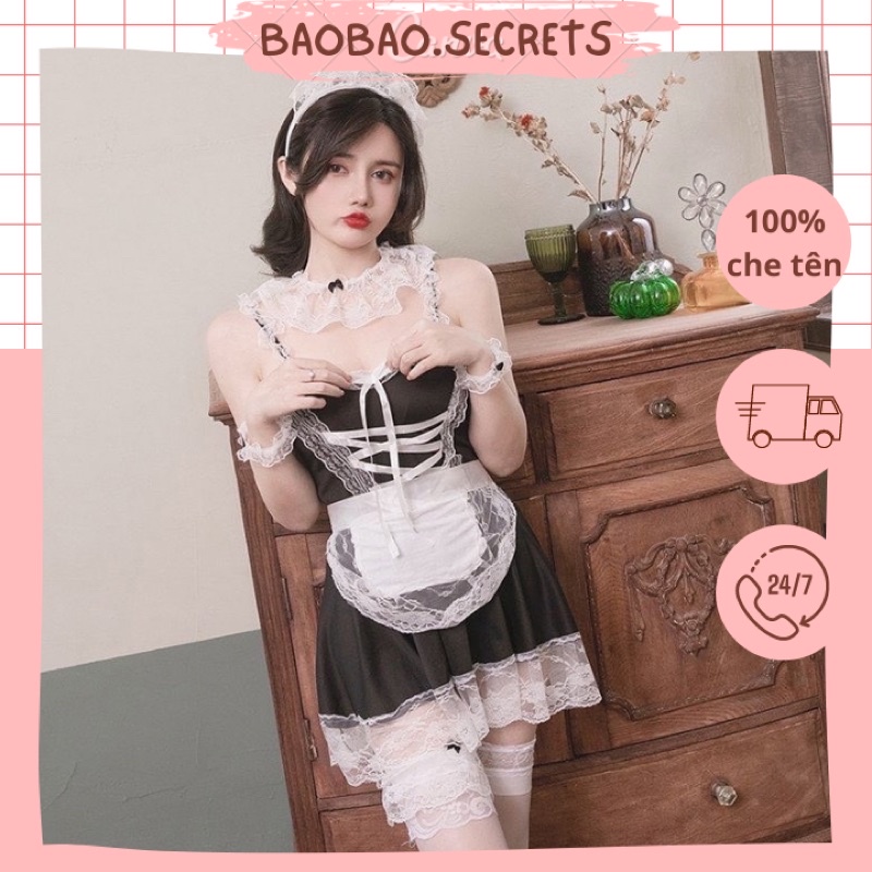 Bộ đồ ngủ hầu gái sexy, cosplay cô giúp việc quyến rũ gợi cảm chất liệu co giãn cực tốt