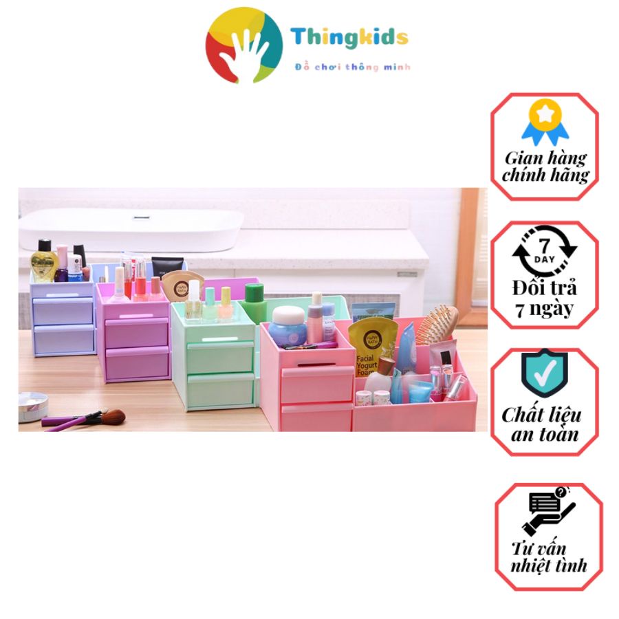 Kệ đựng mỹ phẩm 3 tầng, hộp đựng đồ trang điểm, makeup bằng nhựa cao cấp, tiện sử dụng - Thingkids