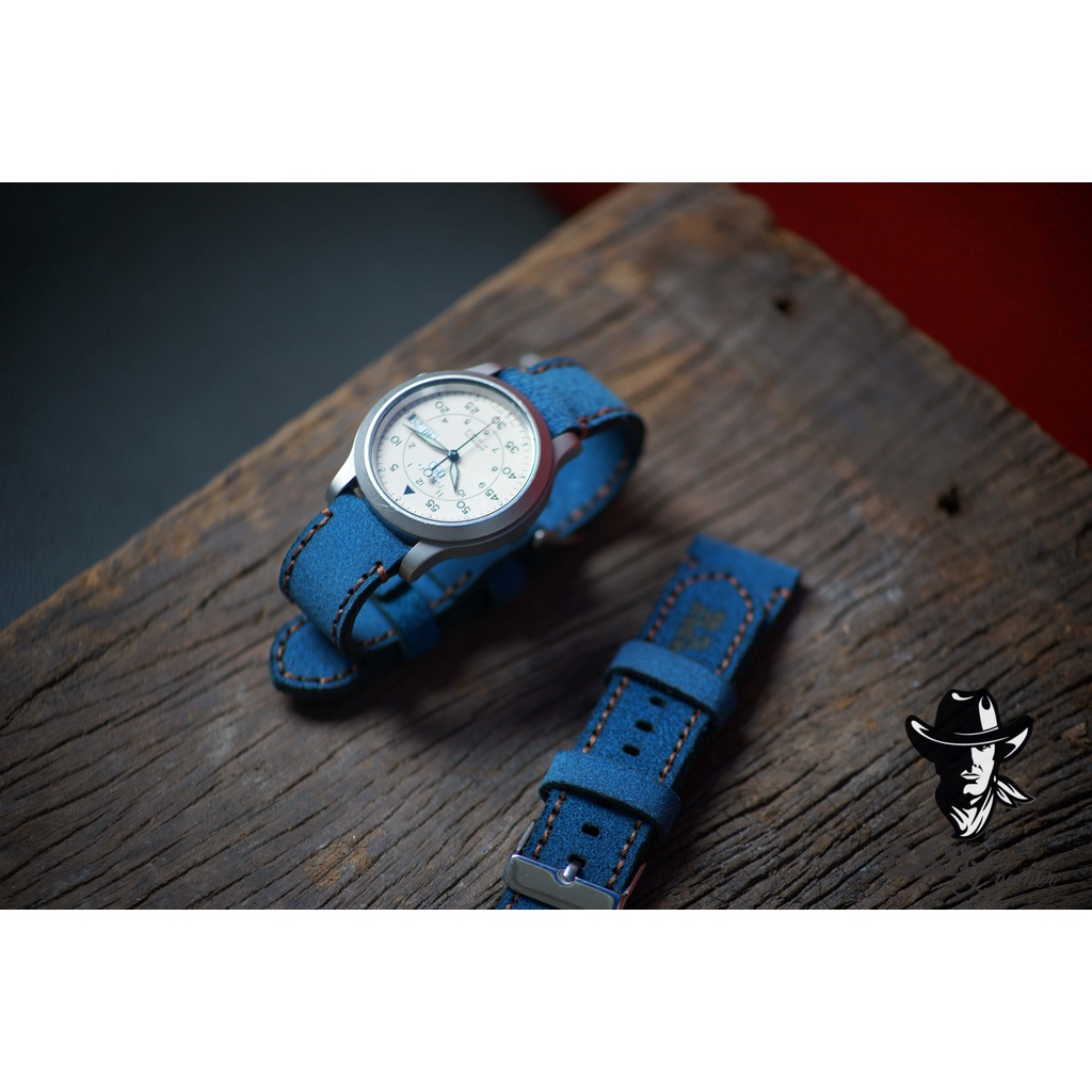 Dây đồng hồ Apple Watch , Iwatch , Iphone Watch Da Bò Xanh Coban RAM Leather 1963  Bền Đẹp