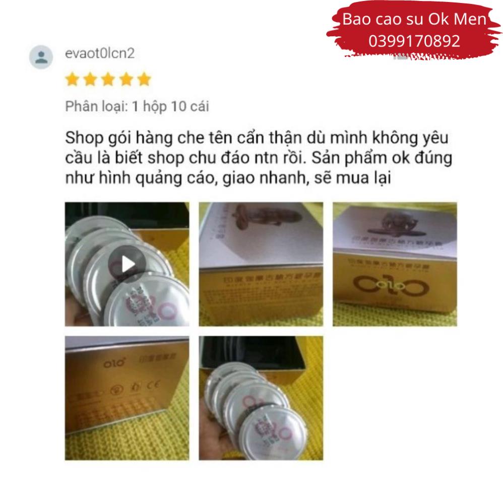 Bao Cao Su OLO 001 Hồng, bcs Gân Gai, Siêu Mỏng, Nhiều Gel Bôi Trơn Hộp 10 BCS