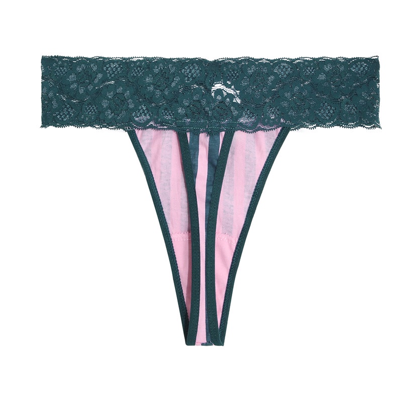 Cute Byte Quần Lót Cotton Lọt Khe Lưng Thấp Phối Ren Họa Tiết Kẻ Sọc Dễ Thương Size S-XL Cho Nữ