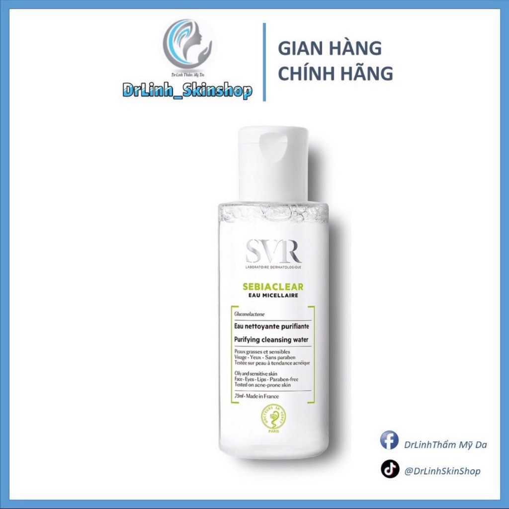 Nước tẩy trang cho da dầu mụn SVR Sebiaclear Eau Micellaire làm sạch sâu loại bỏ dầu nhờn TT10