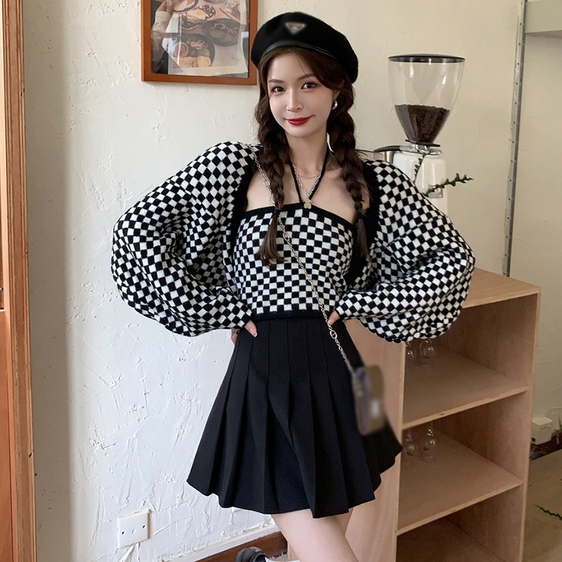 Áo kiểu hai dây/ Áo khoác cardigan dệt kim quyến rũ thời trang dành cho nữ