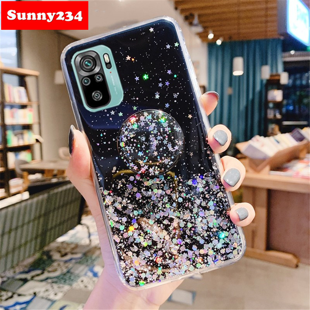 Ốp điện thoại mềm lấp lánh có giá đỡ cho Redmi Note 10 Pro Redmi 9c Poco M3 X3 Nfc Redmi 9 9a