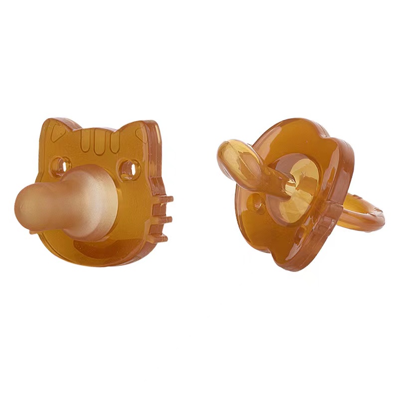 Núm Ti Giả Đầu Tròn Bằng Silicon Siêu Mềm Cho Bé Sơ Sinh 0-3 Tuổi Kèm Hộp Đựng + Dây Xích