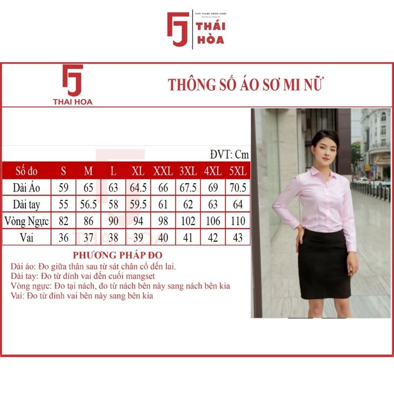Áo sơ mi nữ đẹp hồng tím kiểu công sở tay dài đẹp bigsize cotton Thái Hoà 047-03-08