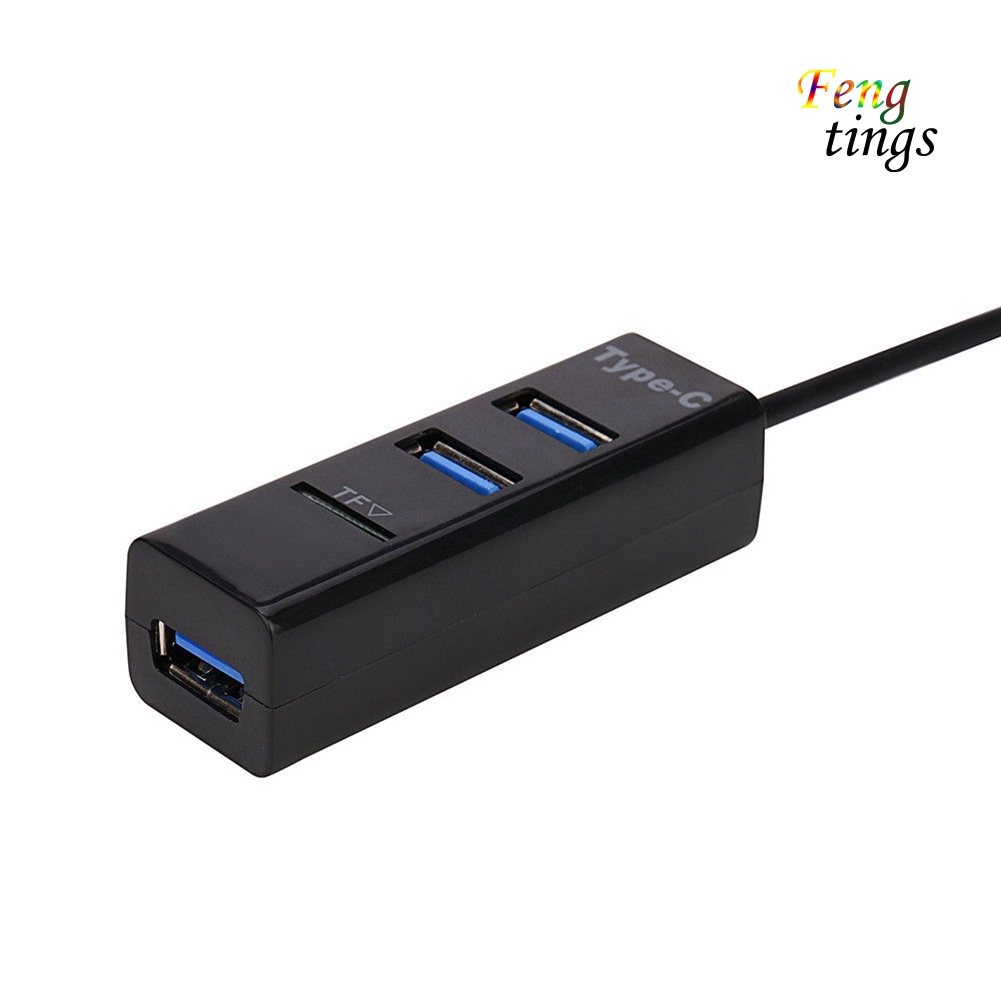 【FT】Portable 3 Ports USB 2.0 Hub Splitter Adapter with TF Card Reader for PC Laptop