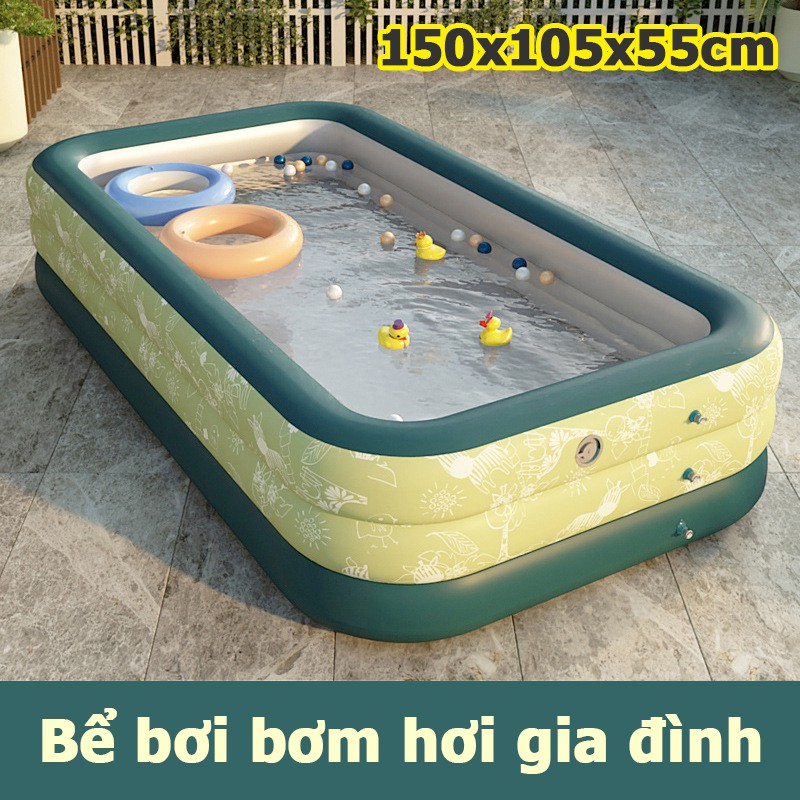 Bể bơi phao cho bé hồ bơi bơm hơi gia đình hàng cao cấp 1.5m 150x105x55cm