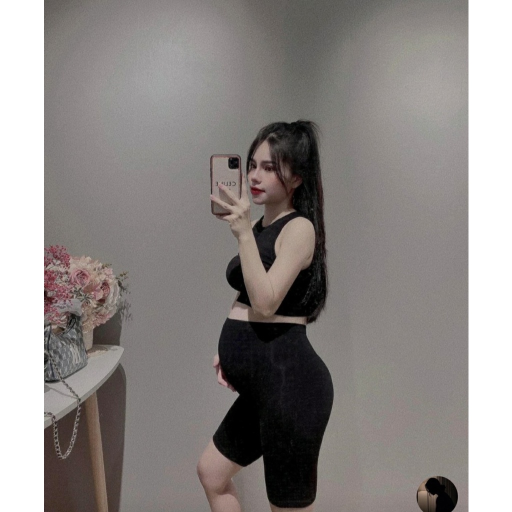 Quần bầu đùi, quần legging bầu Biker, quần bầu cạp tròn chun chỉnh chất cotton bozip