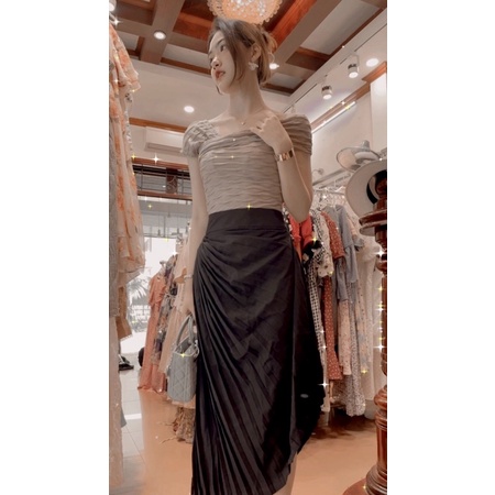 Áo xốp sóng lệch vai