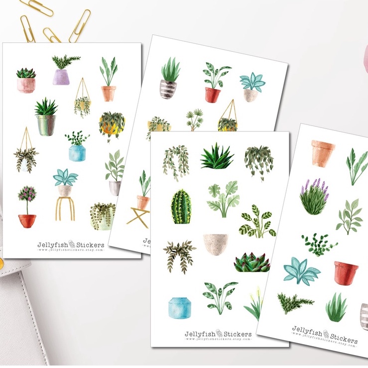 Handmade Sticker - Greenery - Chuyên dán sổ ⭐ Bullet Journal Stickers, Set Sticker Cây Trang Trí