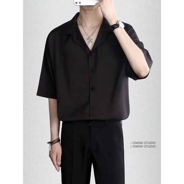 Áo sơ mi nam nữ Pijama - Áo sơ mi cổ vest Unisex ngắn tay | BigBuy360 - bigbuy360.vn