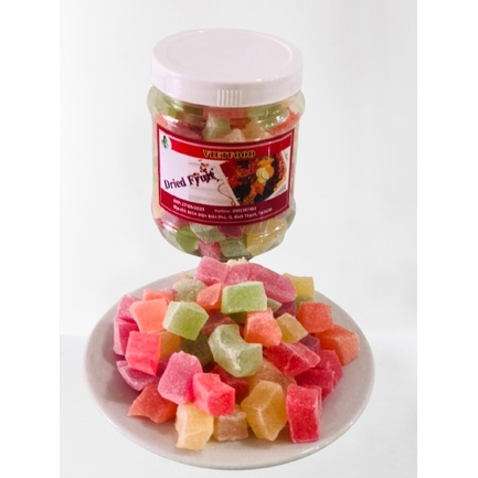 Hộp 500g Kẹo dẻo trái cây thập cẩm VIETFOOD - Loại I không chảy nước