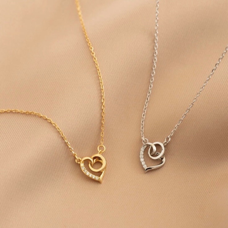 Dây chuyền bạc 925 mặt trái tim nạm đá ghép hình tròn-Minh Tâm Jewelry