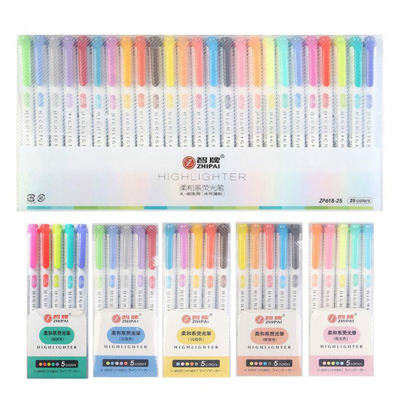 Set 5/25 bút dạ quang nhiều màu sắc tiện dụng