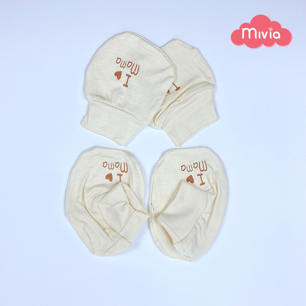 Bao tay bao chân cho bé sơ sinh, set bao tay chân cho bé Cotton