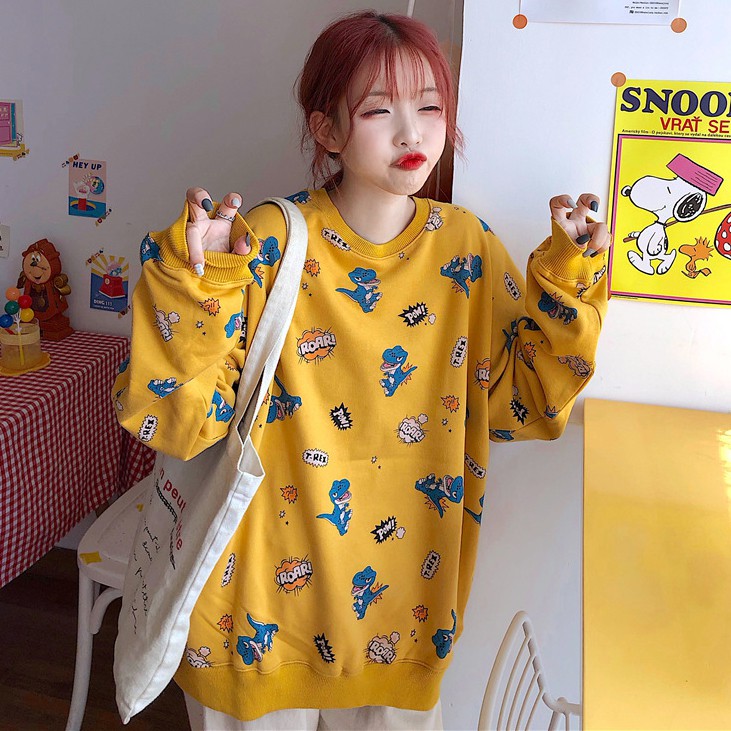 FREESHIP 50K Áo sweater nỉ họa tiết khủng long unisex | BigBuy360 - bigbuy360.vn