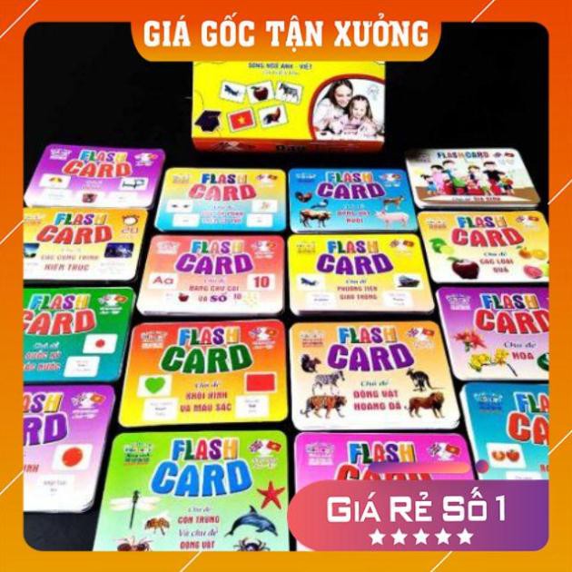 [RẺ VÔ ĐỊCH] Bộ Thẻ Học Thông Minh 18 Chủ Đề TGXQ loại to song ngữ tiếng Anh cho bé từ 0-6 tuổi