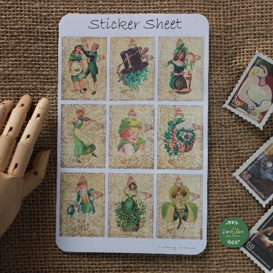 Sticker sheet patrick junk journal  - hình dán, trang trí sổ nhật kí, sổ tay | Bullet journal sticker - uni027