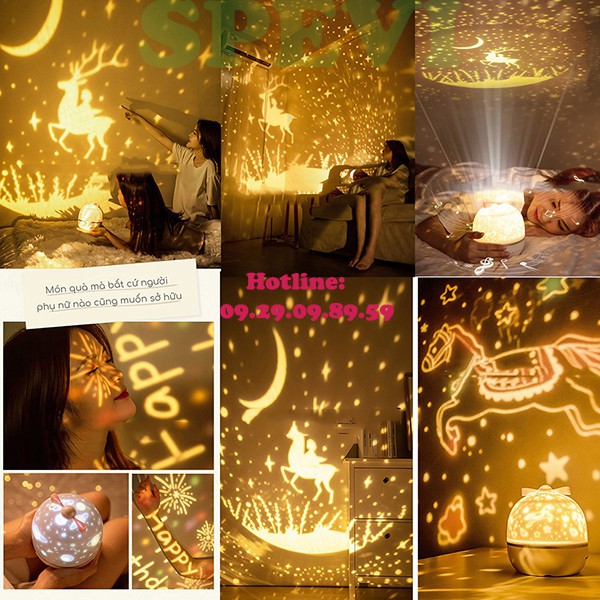Đèn Chiếu Ngàn Sao 3D, phát nhạc Bluetooth thế hệ mới, tích hợp đèn ngủ xoay tự động, sạc Pin USB siêu Hot