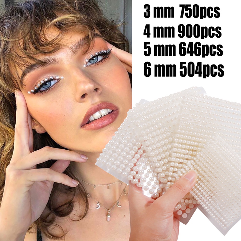 Miếng dán hạt ngọc trai trắng 3D 3mm/4mm/5mm/6mm trang trí móng/cơ thể tự làm