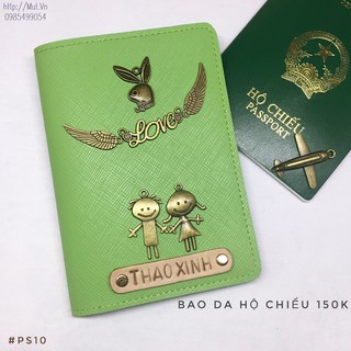 Vỏ Hộ Chiếu màu xanh FREE Khắc Tên Chủ Nhân