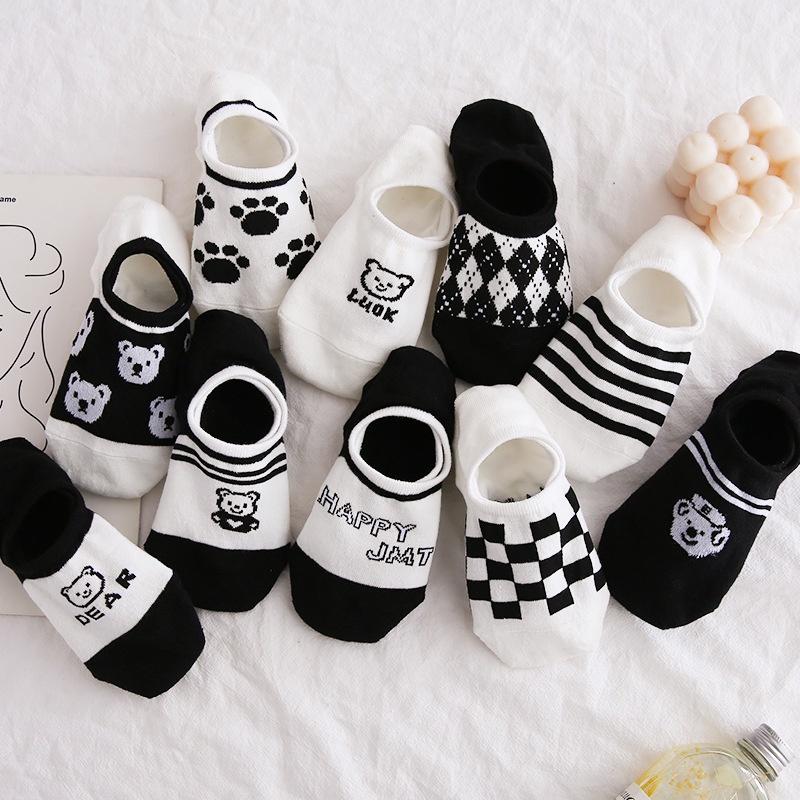 Vớ Cotton Cổ Ngắn In Hình Chú Gấu Dễ Thương Thời Trang Mùa Hè Cho Nữ