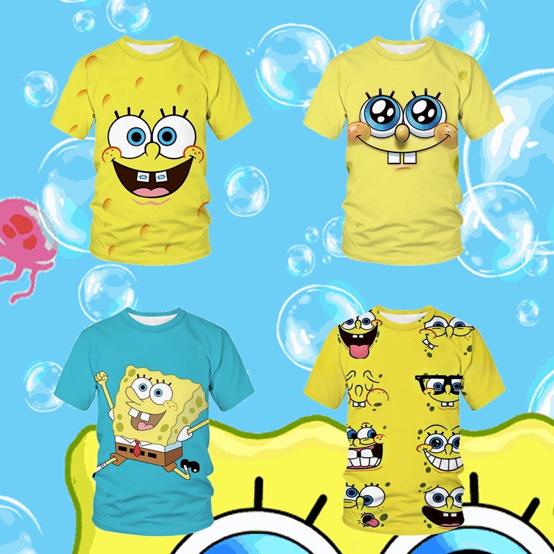 Áo Thun Tay Ngắn In Hình SpongeBob 3D Dành Cho Trẻ Em