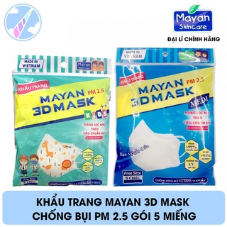 Khẩu Trang Mayan 3D Mask Chống Bụi PM 2.5 Gói 5 Miếng (Loại có màng lọc Micro Filter)