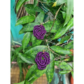 Hoa tai handmade hình hoa hồng tím