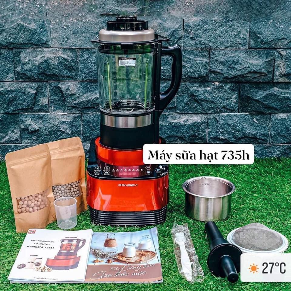 [ BH 12 Tháng ] Máy làm sữa hạt Ranbem 735H phiên bản Tiếng Việt Làm NƯỚC TRÁI CÂY, rau củ,Nấu CHÁO DINH DƯỠNG