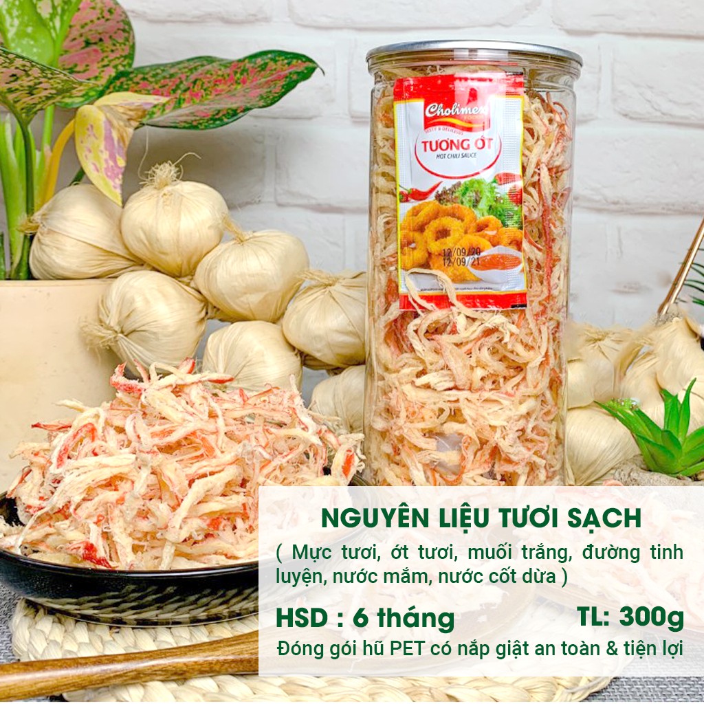 Mực hấp nước dừa 300G ecofood khô mực hấp nước dừa xé sợi loại 1 ngon, ngọt đồ ăn vặt Việt Nam an toàn vệ sinh thực phẩm