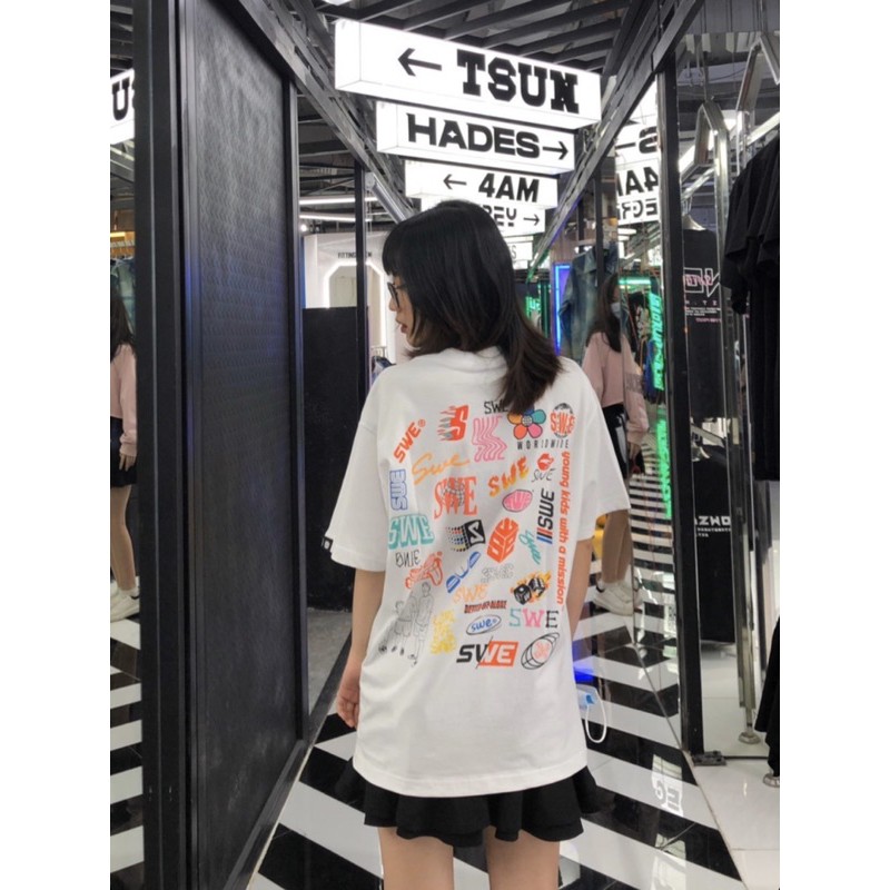 Áo thun unisex swe full logo tee Nam Nữ Full tag Chính hãng áo thun tay lỡ nam nữ chất cotton | BigBuy360 - bigbuy360.vn