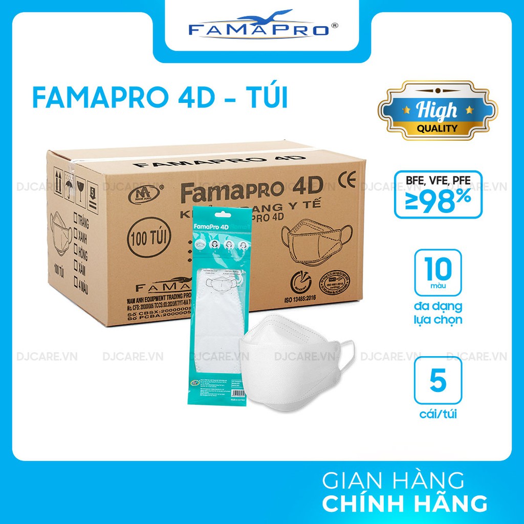 [SỈ THÙNG 4D MASK (KF94)- 100 TÚI] Khẩu trang y tế cao cấp kháng khuẩn 3 lớp Famapro 4D 10 cái/ hộp