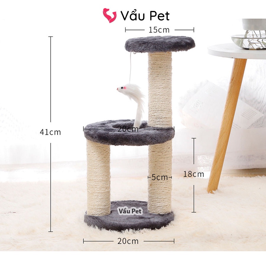 Trụ cào móng cho mèo 3 tầng - Cat Tree, nhà cây cào móng đồ chơi cho mèo Vẩu Pet Shop